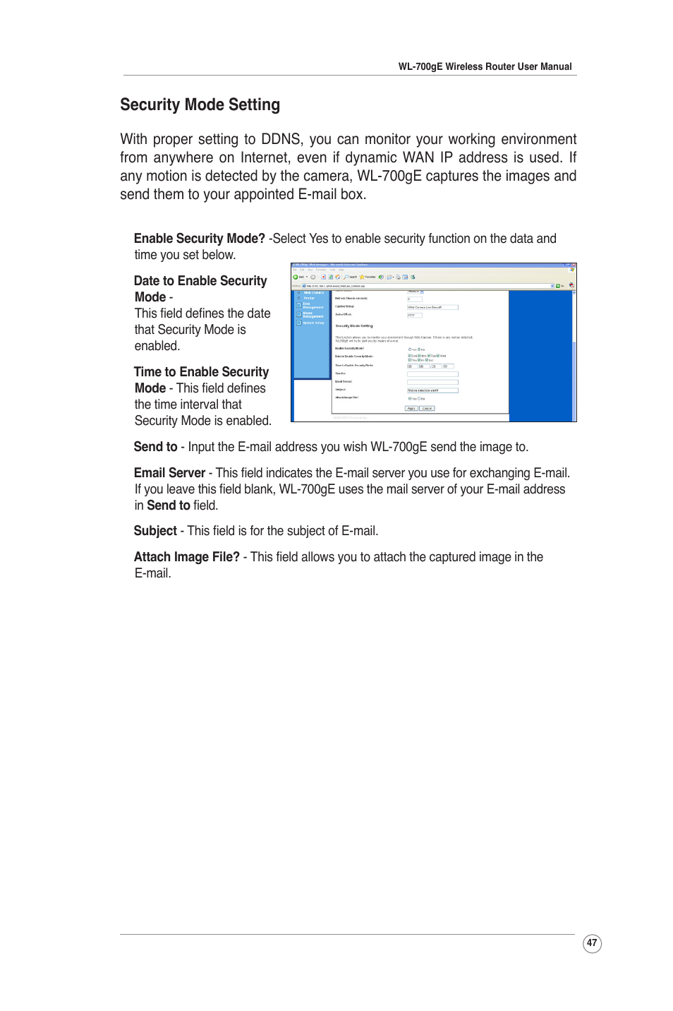 Security mode setting | Asus WL-700gE User Manual | Page 47 / 61