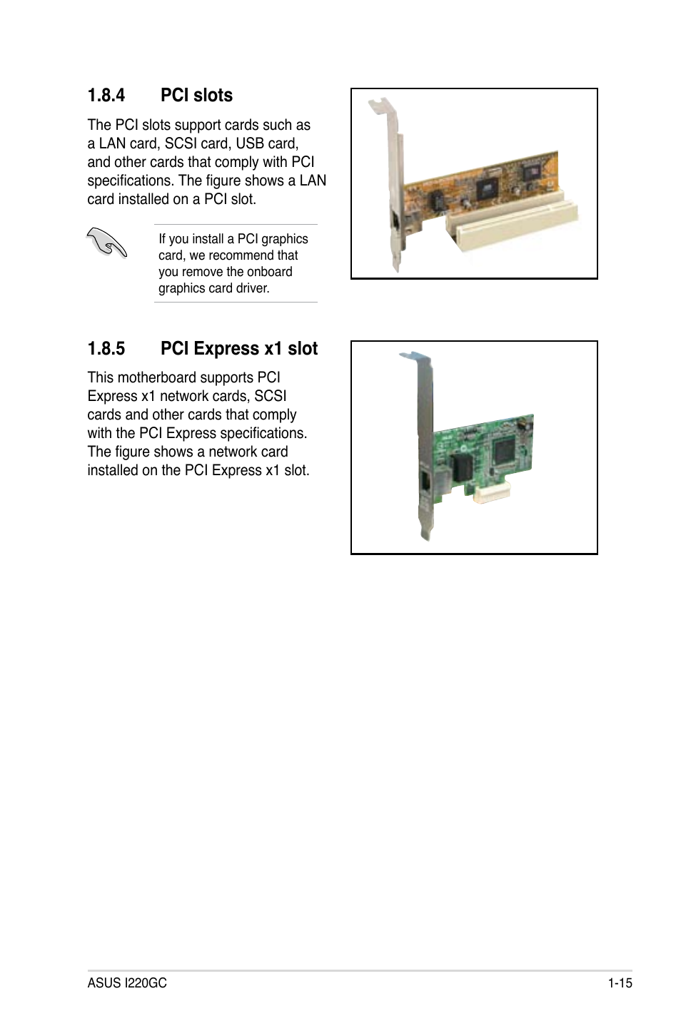 4 pci slots, 5 pci express x1 slot | Asus I220GC User Manual | Page 27 / 82