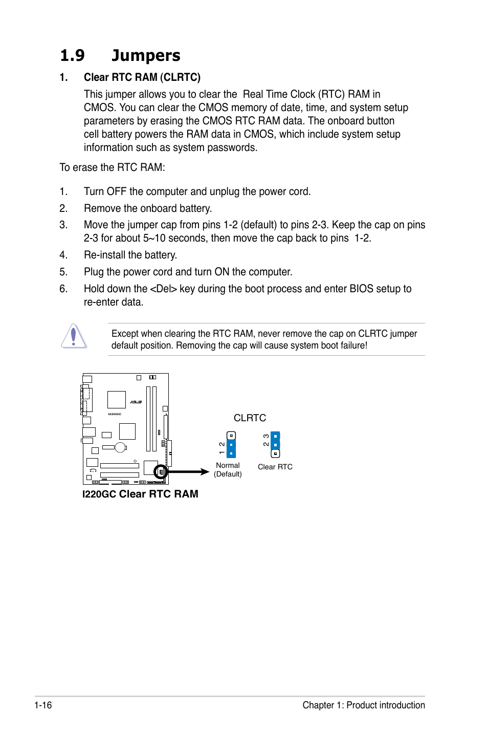 9 jumpers | Asus I220GC User Manual | Page 28 / 82