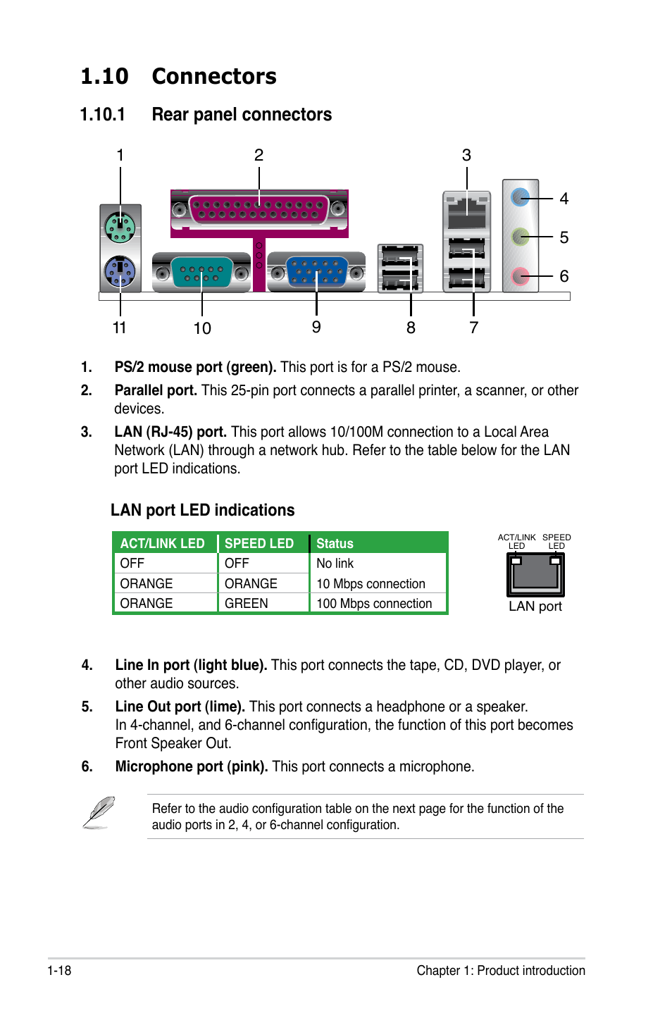 10 connectors, 1 rear panel connectors | Asus I220GC User Manual | Page 30 / 82