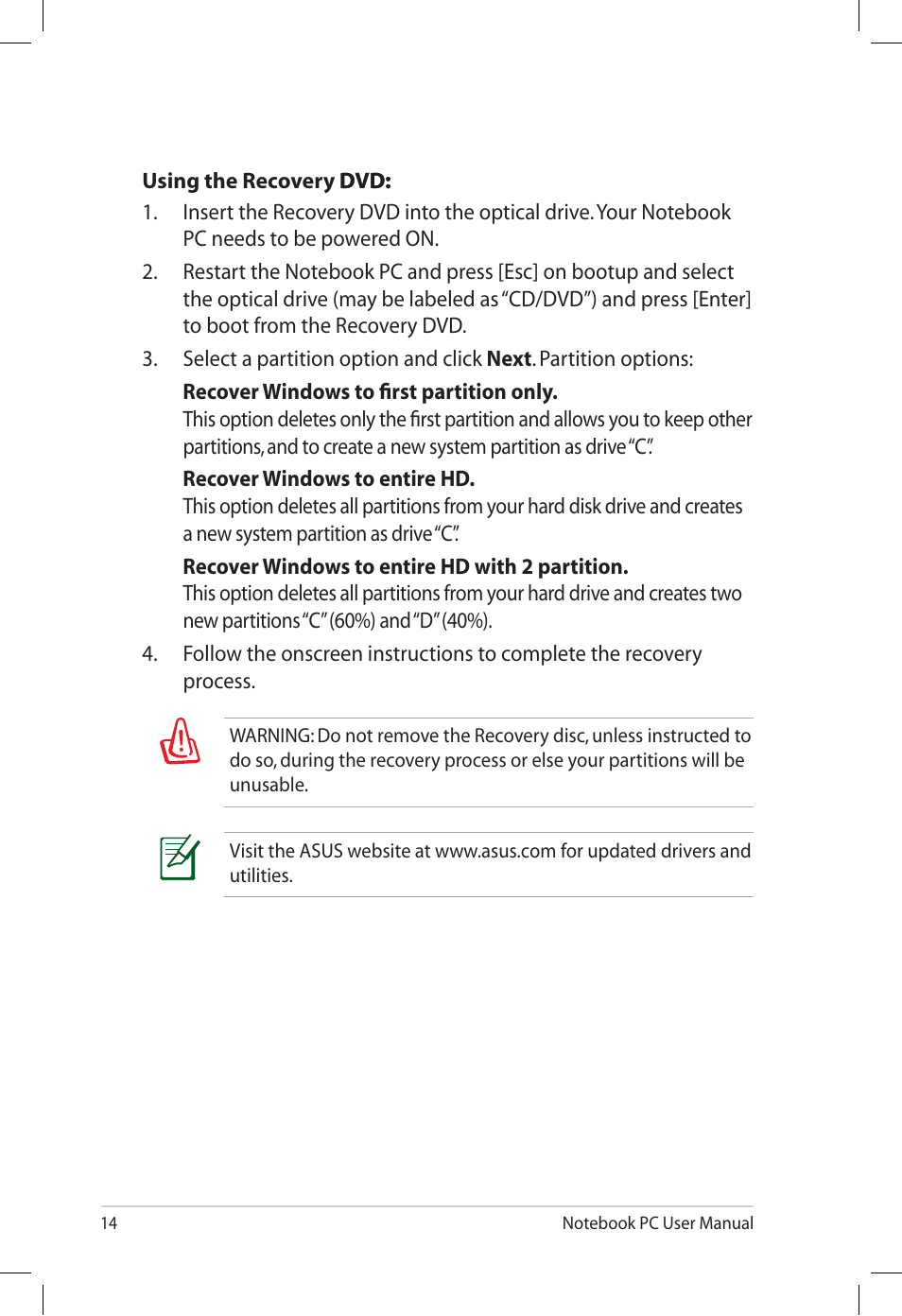 Asus UL50VT User Manual | Page 14 / 24