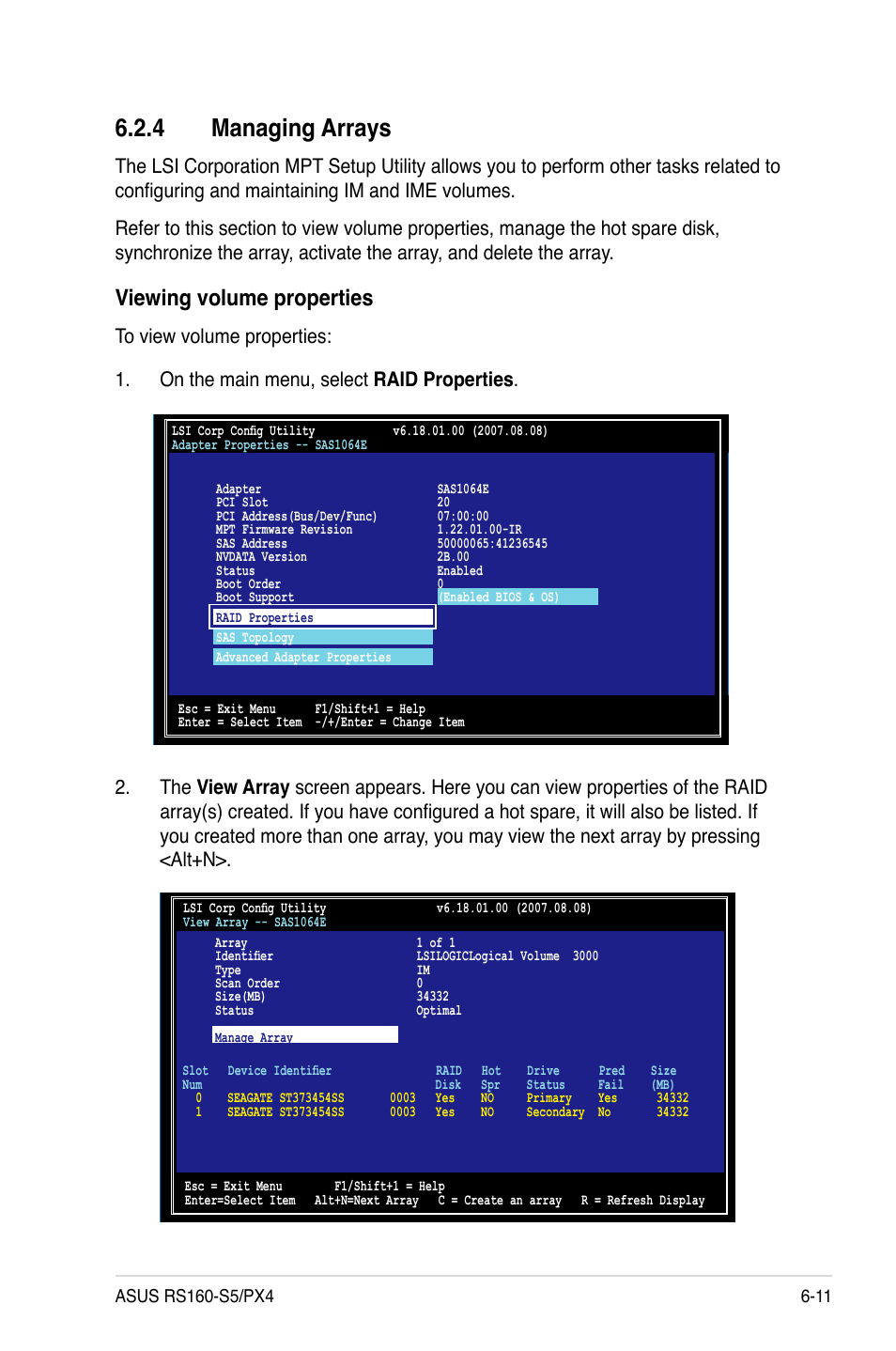 4 managing arrays, Managing arrays -11, Viewing volume properties | Asus RS160-S5 User Manual | Page 115 / 144