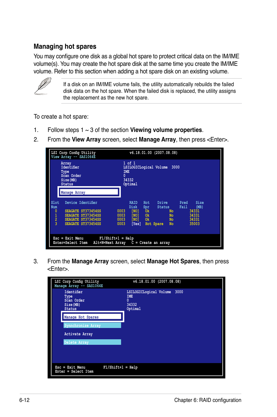Managing hot spares | Asus RS160-S5 User Manual | Page 116 / 144
