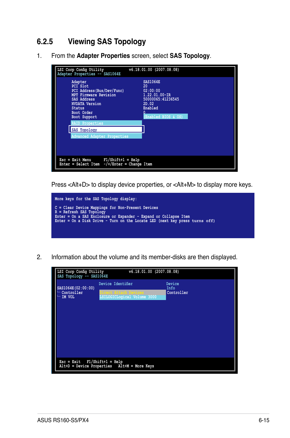 5 viewing sas topology, Viewing sas topology -15 | Asus RS160-S5 User Manual | Page 119 / 144