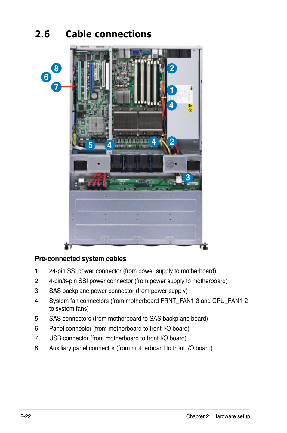 6 cable connections, Cable connections -22 | Asus RS160-S5 User Manual | Page 40 / 144