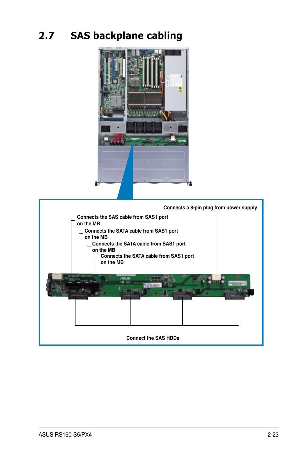 7 sas backplane cabling, Sas backplane cabling -23 | Asus RS160-S5 User Manual | Page 41 / 144