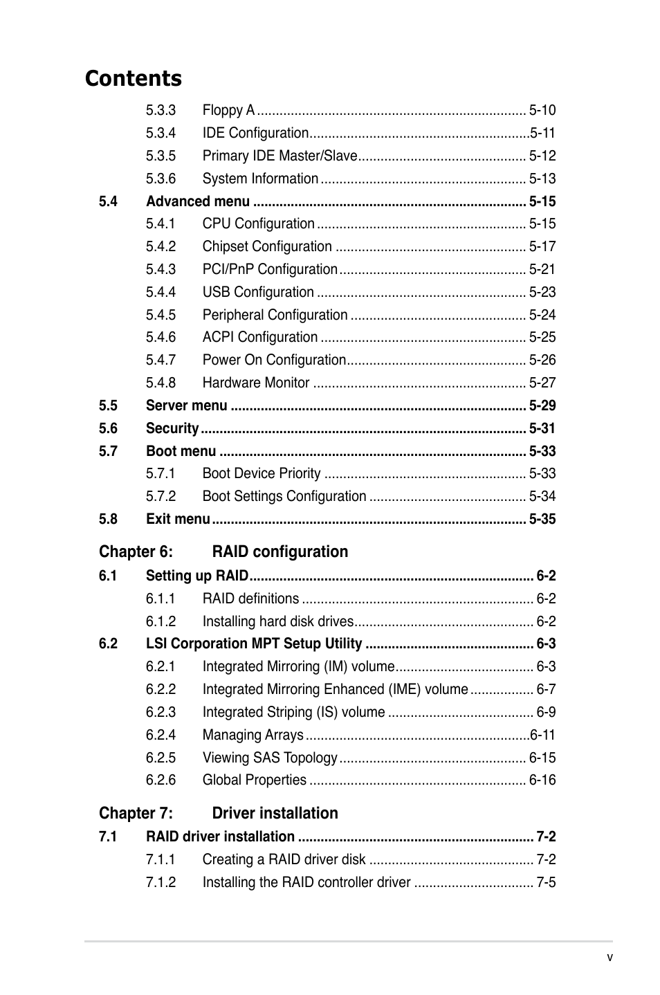 Asus RS160-S5 User Manual | Page 5 / 144