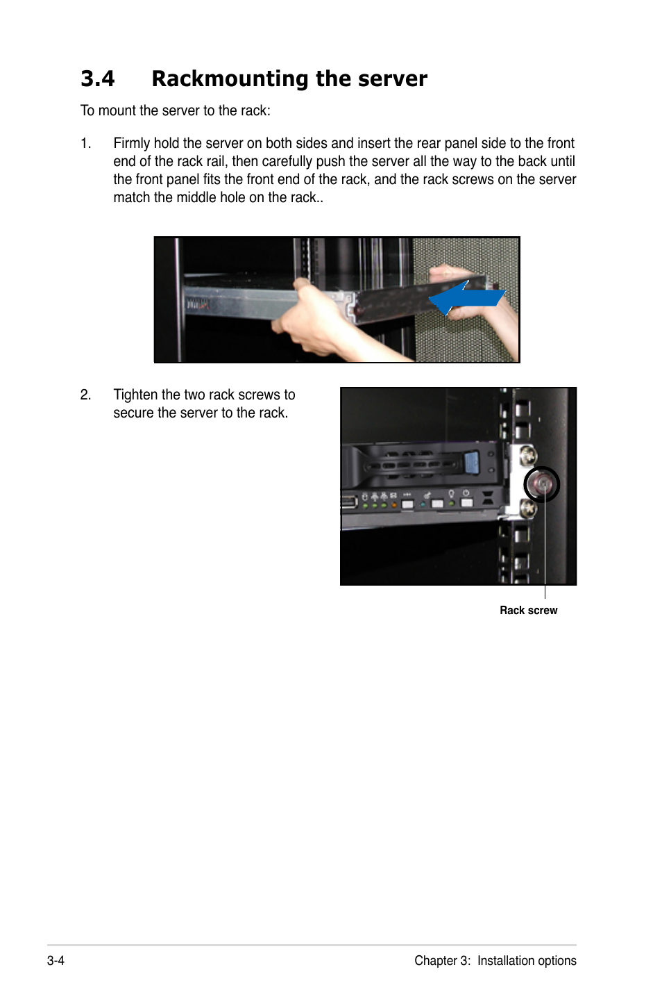 4 rackmounting the server, Rackmounting the server -4 | Asus RS160-S5 User Manual | Page 52 / 144