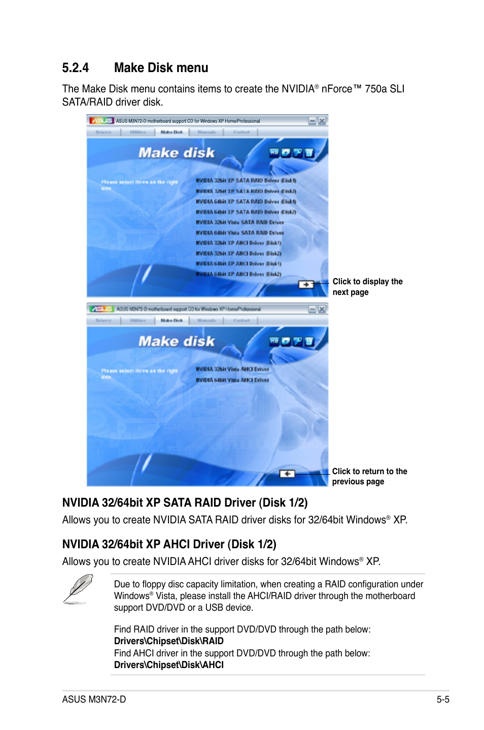 4 make disk menu, Make disk menu -5 | Asus M3N72-D User Manual | Page 117 / 174