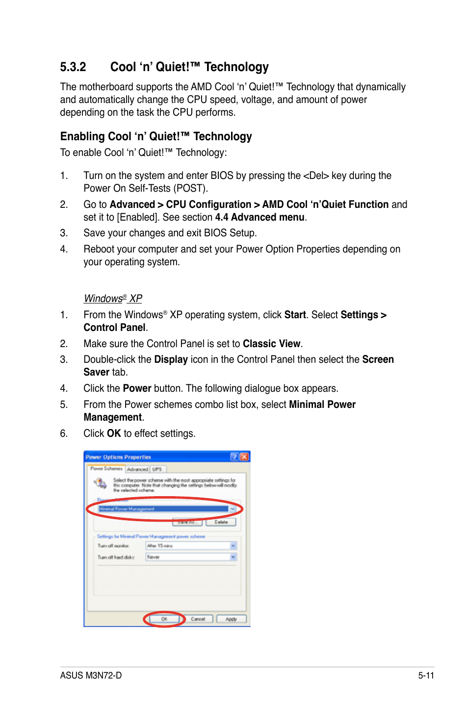 2 cool ‘n’ quiet!™ technology, Cool ‘n’ quiet!™ technology -11 | Asus M3N72-D User Manual | Page 123 / 174