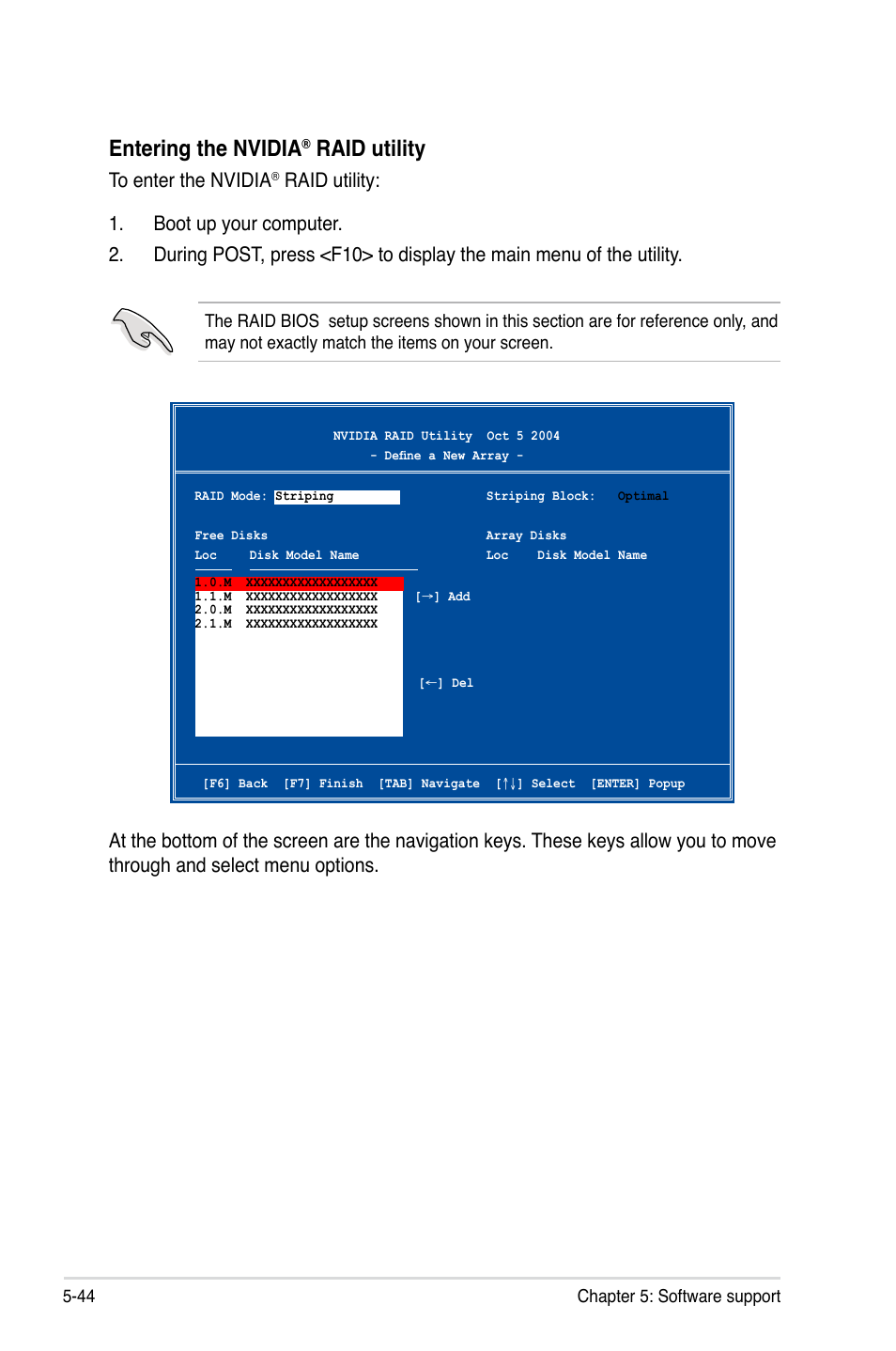 Entering the nvidia, Raid utility | Asus M3N72-D User Manual | Page 156 / 174