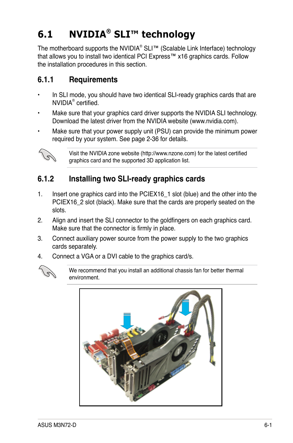 1 nvidia® sli™ technology, 1 requirements, 2 installing two sli-ready graphics cards | Nvidia, Sli™ technology -1, Requirements -1, Installing two sli-ready graphics cards -1, 1 nvidia, Sli™ technology | Asus M3N72-D User Manual | Page 167 / 174