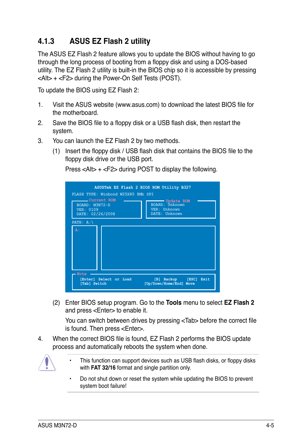 3 asus ez flash 2 utility, Asus ez flash 2 utility -5 | Asus M3N72-D User Manual | Page 77 / 174