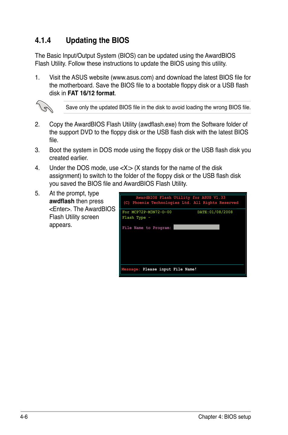 4 updating the bios, Updating the bios -6 | Asus M3N72-D User Manual | Page 78 / 174