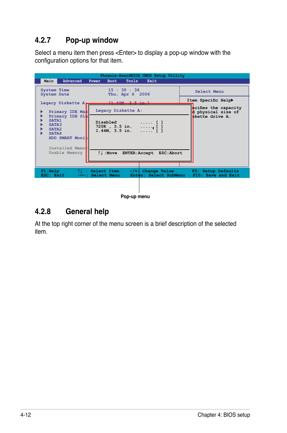 7 pop-up window, 8 general help, Pop-up window -12 | General help -12 | Asus M3N72-D User Manual | Page 84 / 174