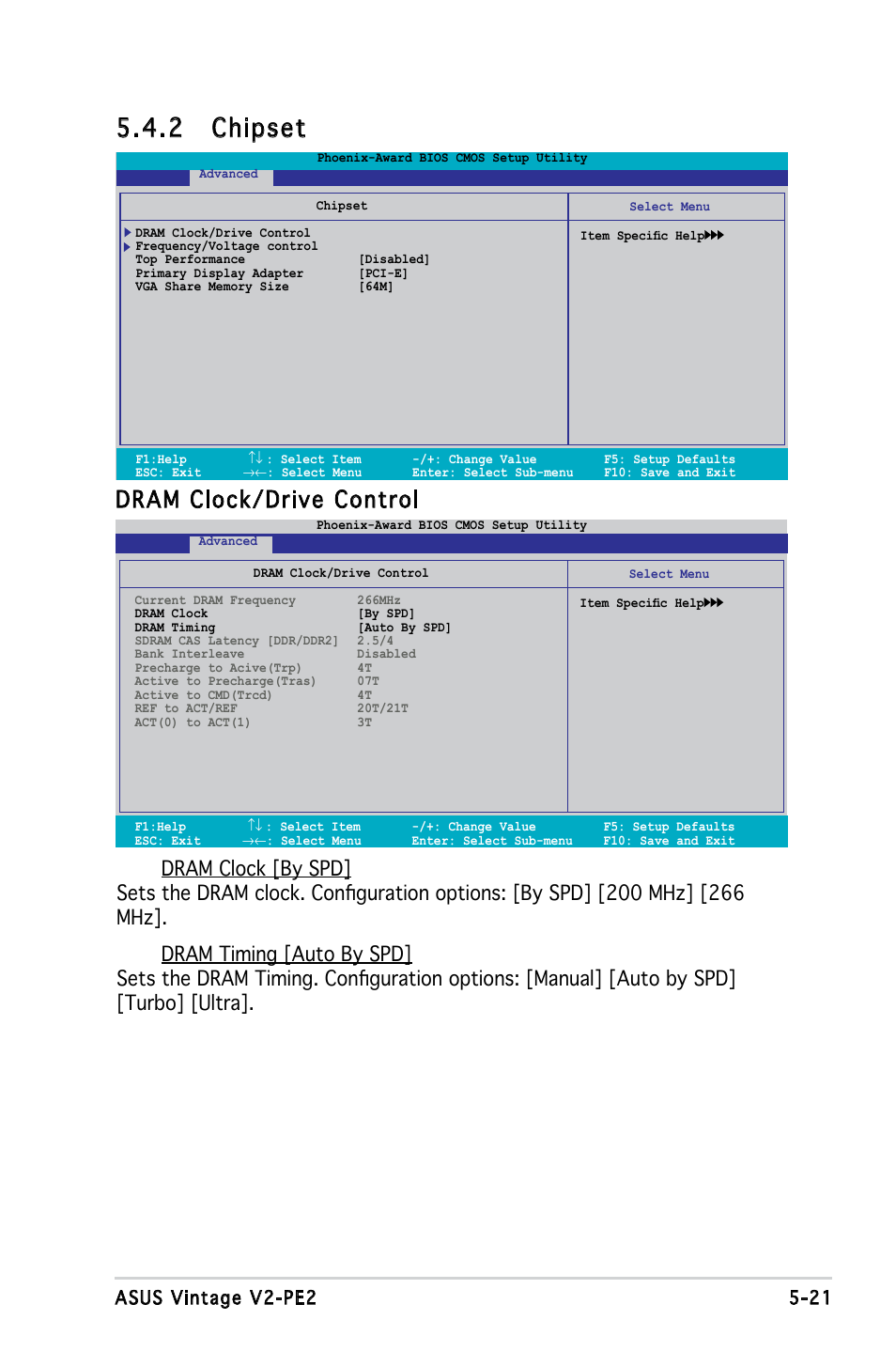 2 chipset, Dram clock/drive control, 21 asus vintage v2-pe2 | Asus V2-PE2 User Manual | Page 84 / 97