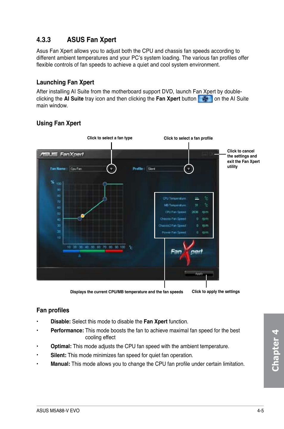 3 asus fan xpert, Asus fan xpert -5, Chapter 4 | Asus M5A88-V EVO User Manual | Page 101 / 124