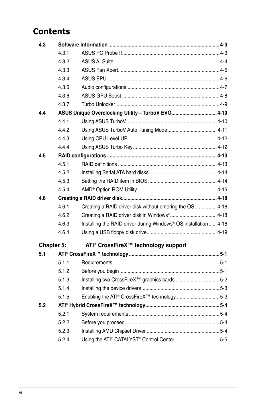 Asus M5A88-V EVO User Manual | Page 6 / 124