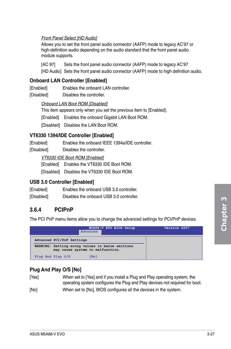 4 pcipnp, Pcipnp -27, Chapter 3 | Asus M5A88-V EVO User Manual | Page 83 / 124