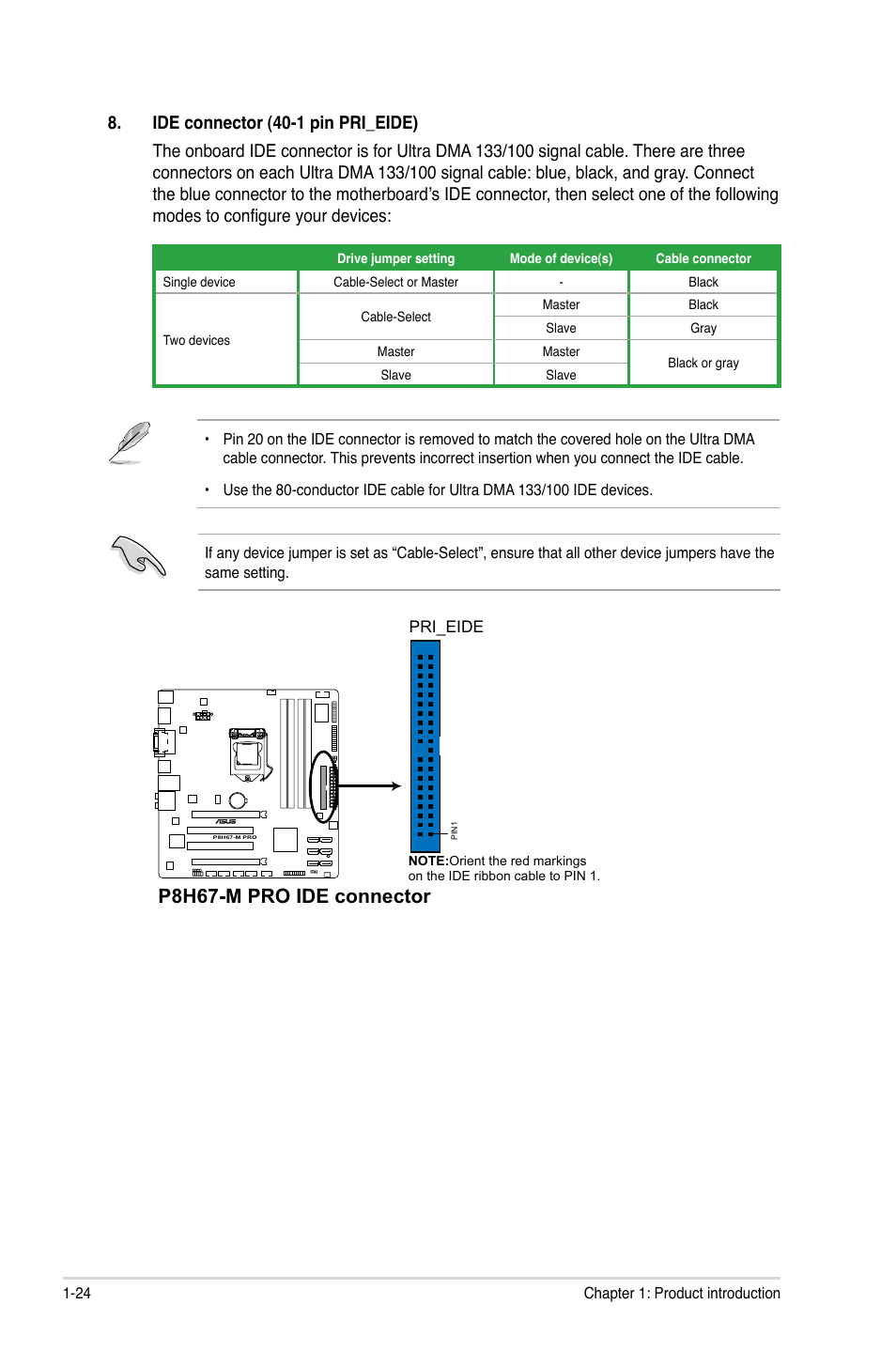 P8h67-m pro ide connector | Asus P8H67-M PRO User Manual | Page 36 / 74