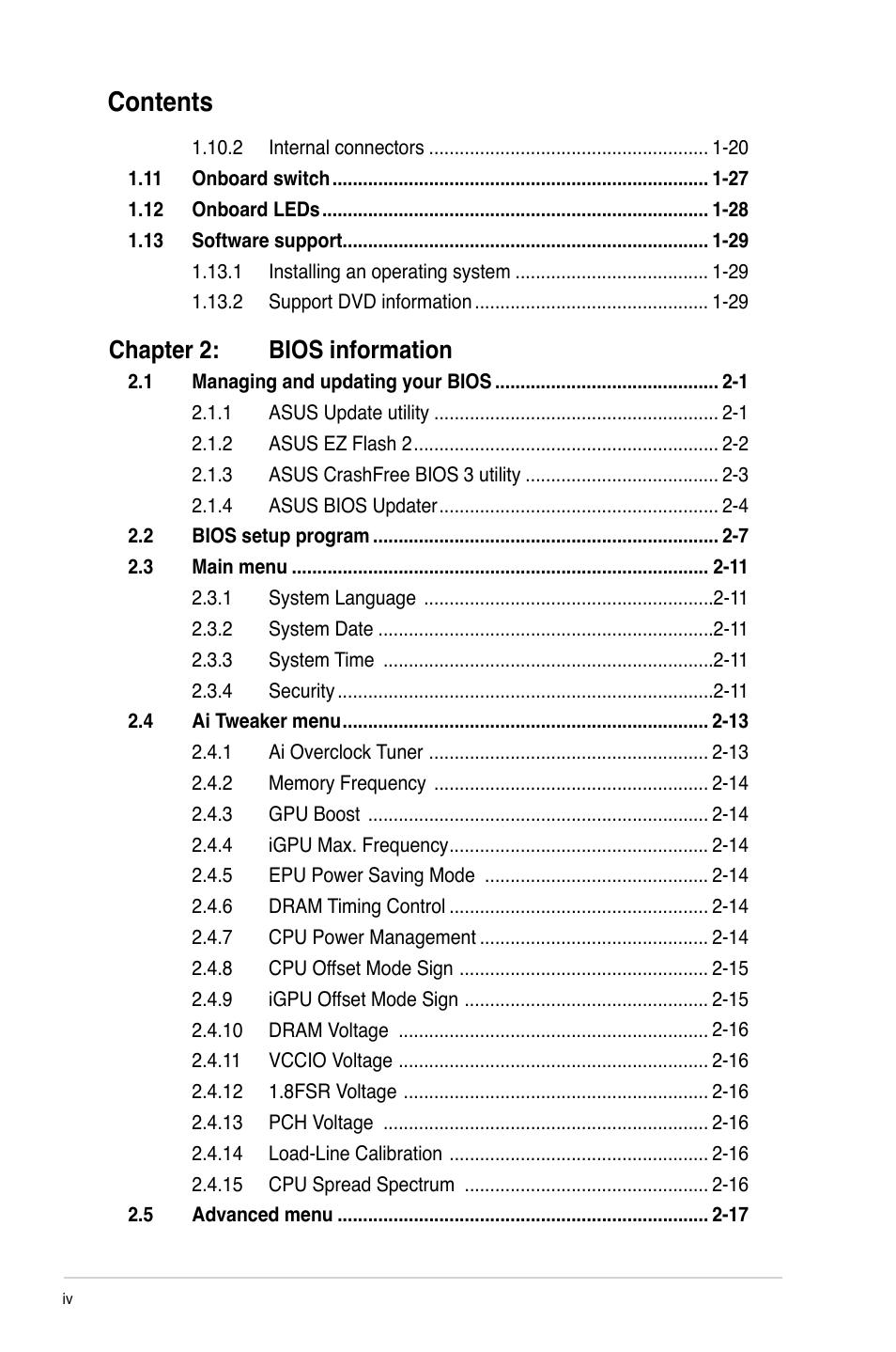 Asus P8H67-M PRO User Manual | Page 4 / 74