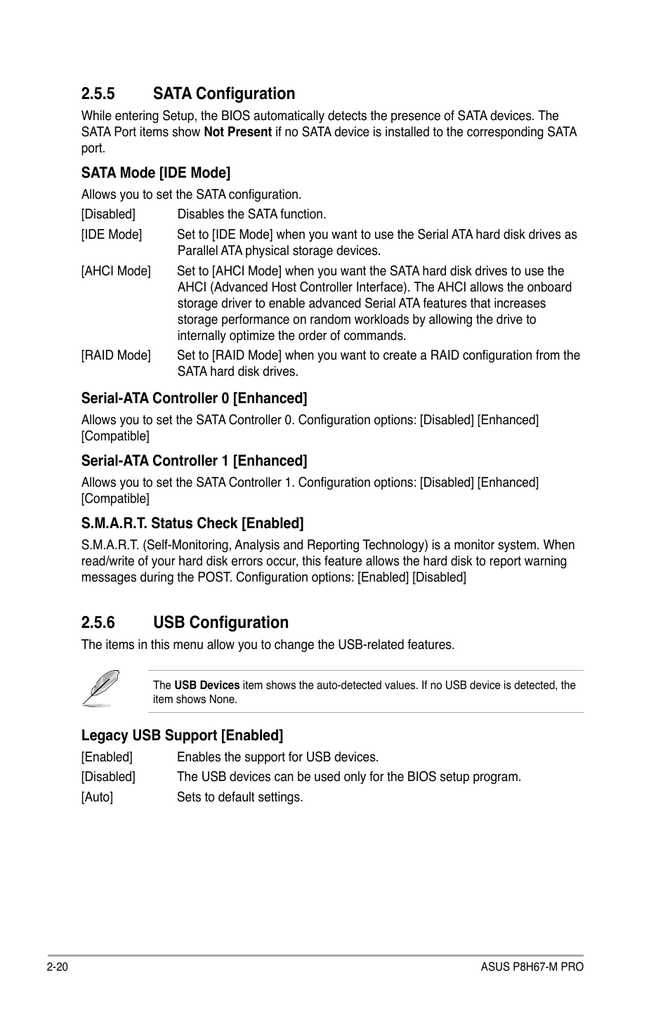 6 usb configuration, 5 sata configuration, Usb configuration -20 | Sata configuration -20 | Asus P8H67-M PRO User Manual | Page 62 / 74