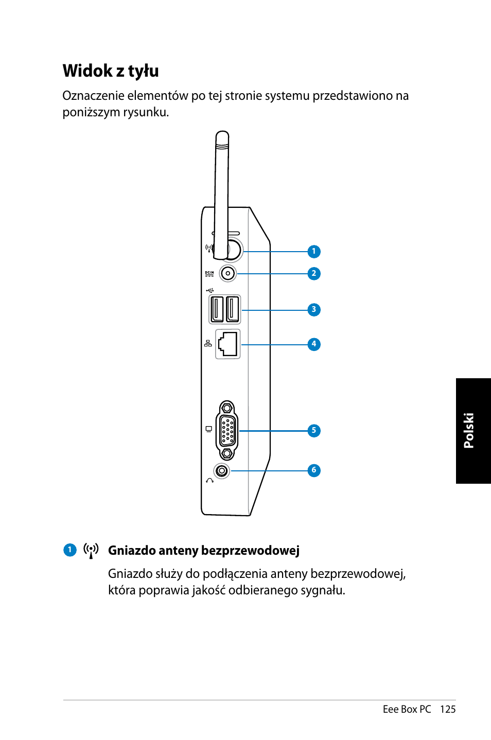 Widok z tyłu | Asus EB1007 User Manual | Page 125 / 145