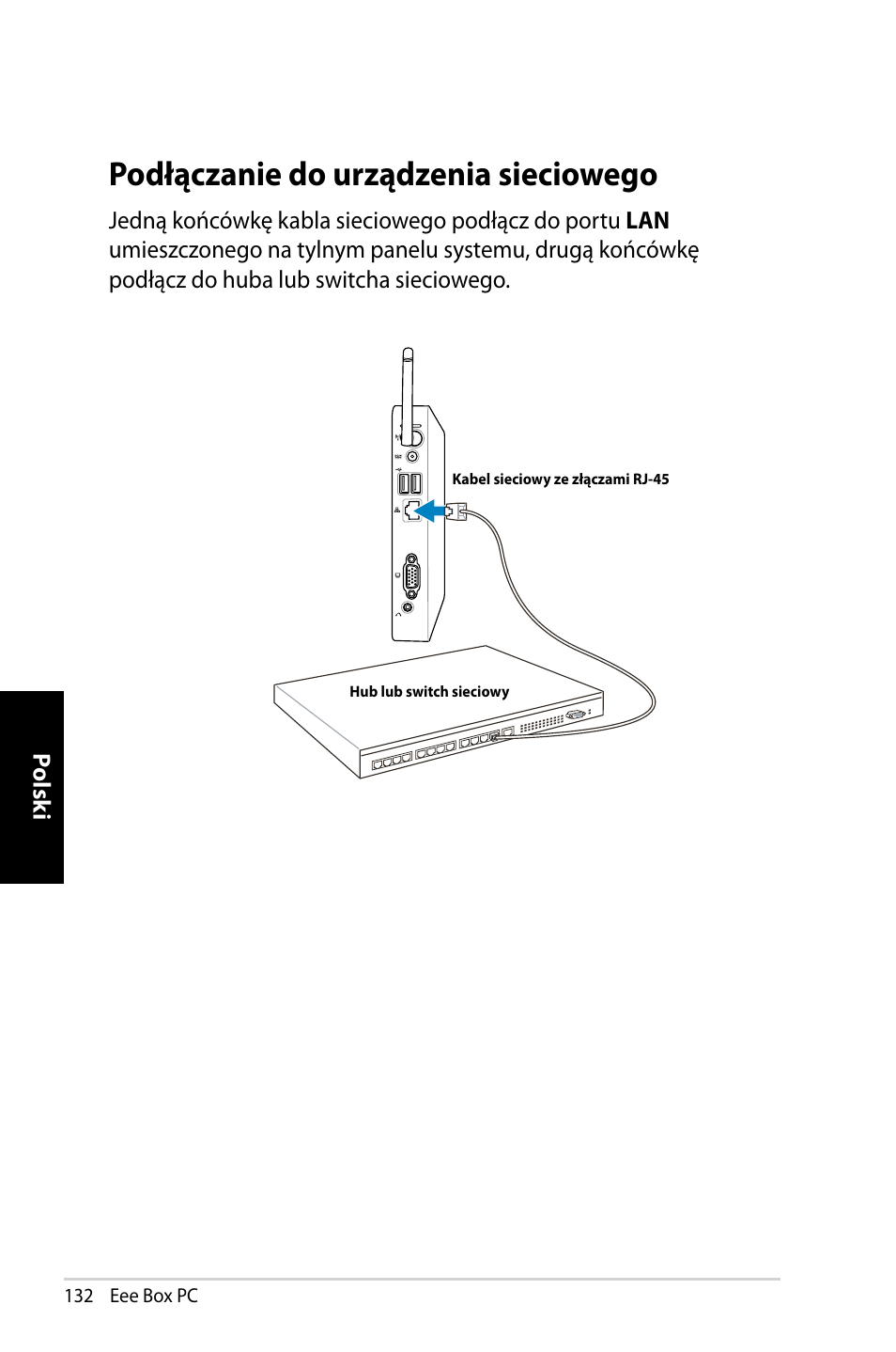 Podłączanie do urządzenia sieciowego | Asus EB1007 User Manual | Page 132 / 145
