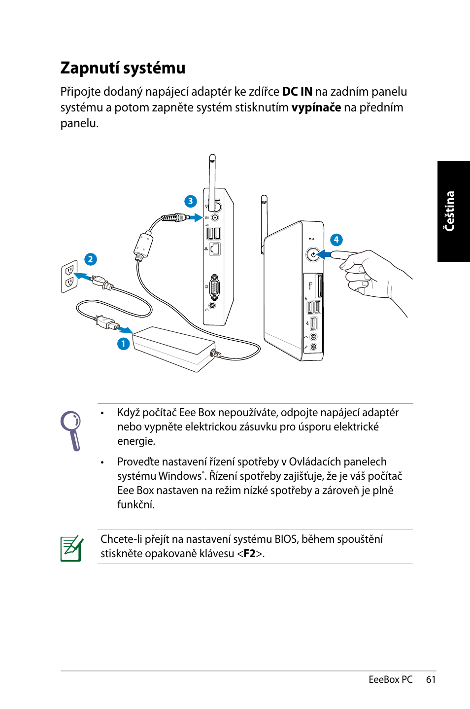 Zapnutí systému | Asus EB1007 User Manual | Page 61 / 145