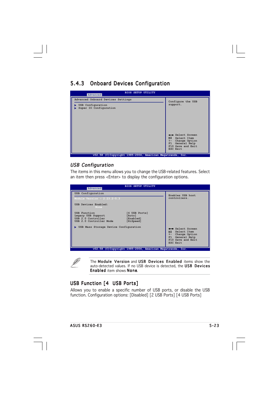 Usb configuration, Usb function [4 usb ports | Asus RS260-E3/RS8 User Manual | Page 105 / 176