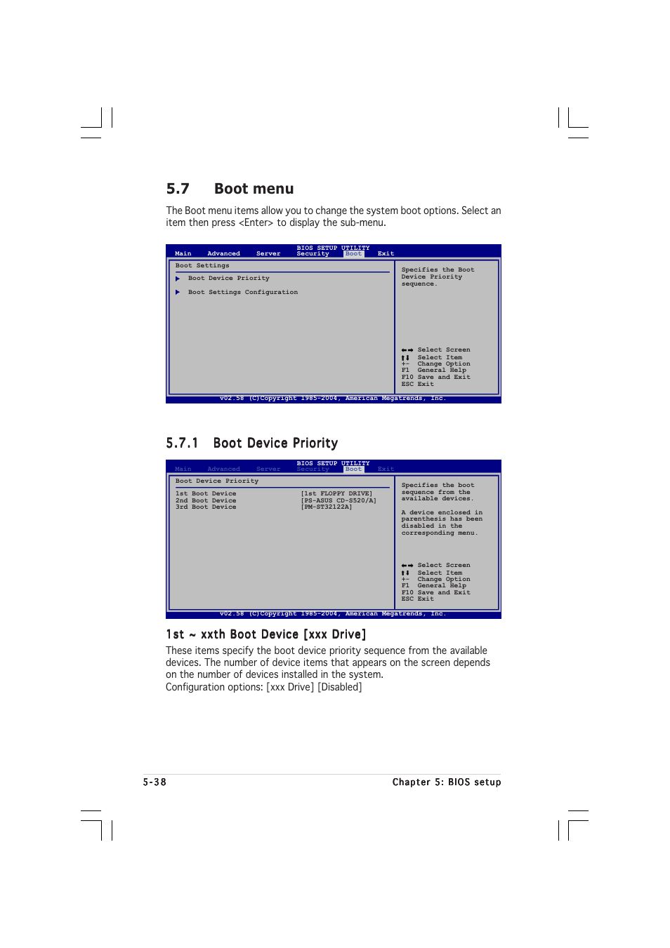 7 boot menu, 1st ~ xxth boot device [xxx drive | Asus RS260-E3/RS8 User Manual | Page 120 / 176