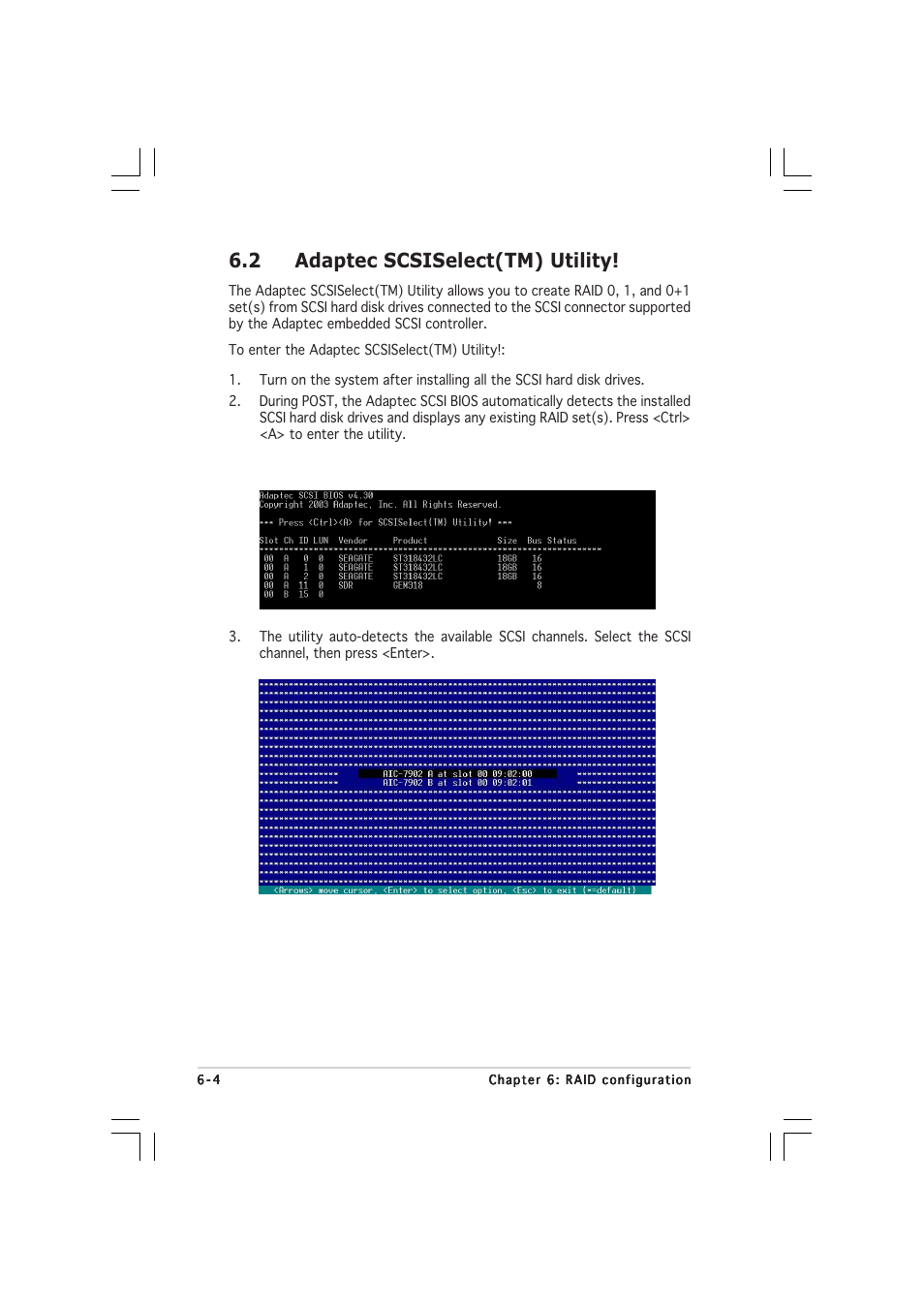 2 adaptec scsiselect(tm) utility | Asus RS260-E3/RS8 User Manual | Page 128 / 176