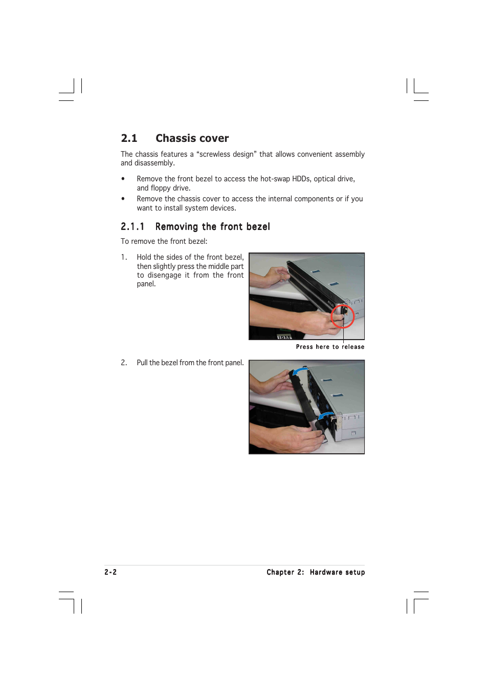 1 chassis cover | Asus RS260-E3/RS8 User Manual | Page 22 / 176