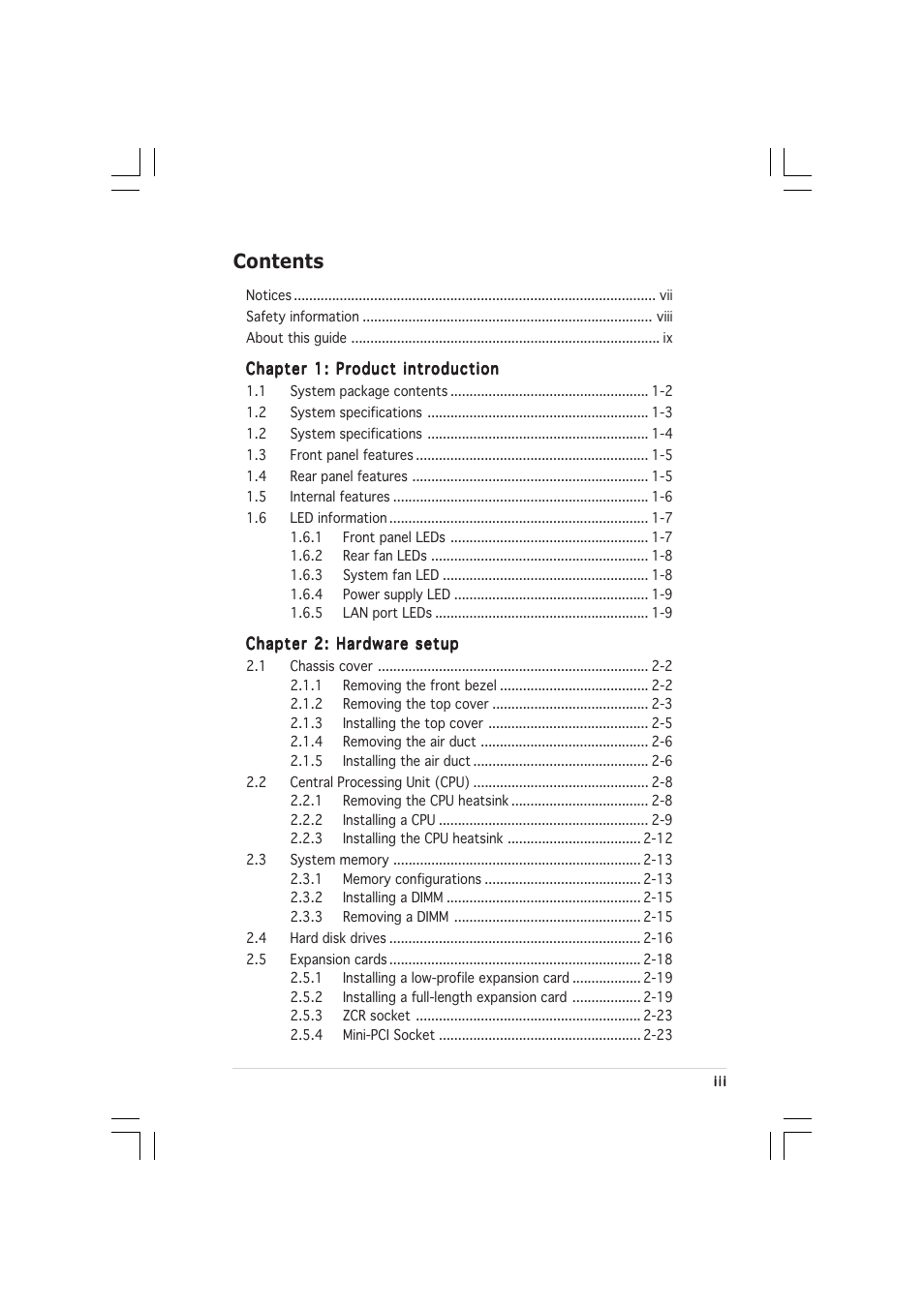 Asus RS260-E3/RS8 User Manual | Page 3 / 176