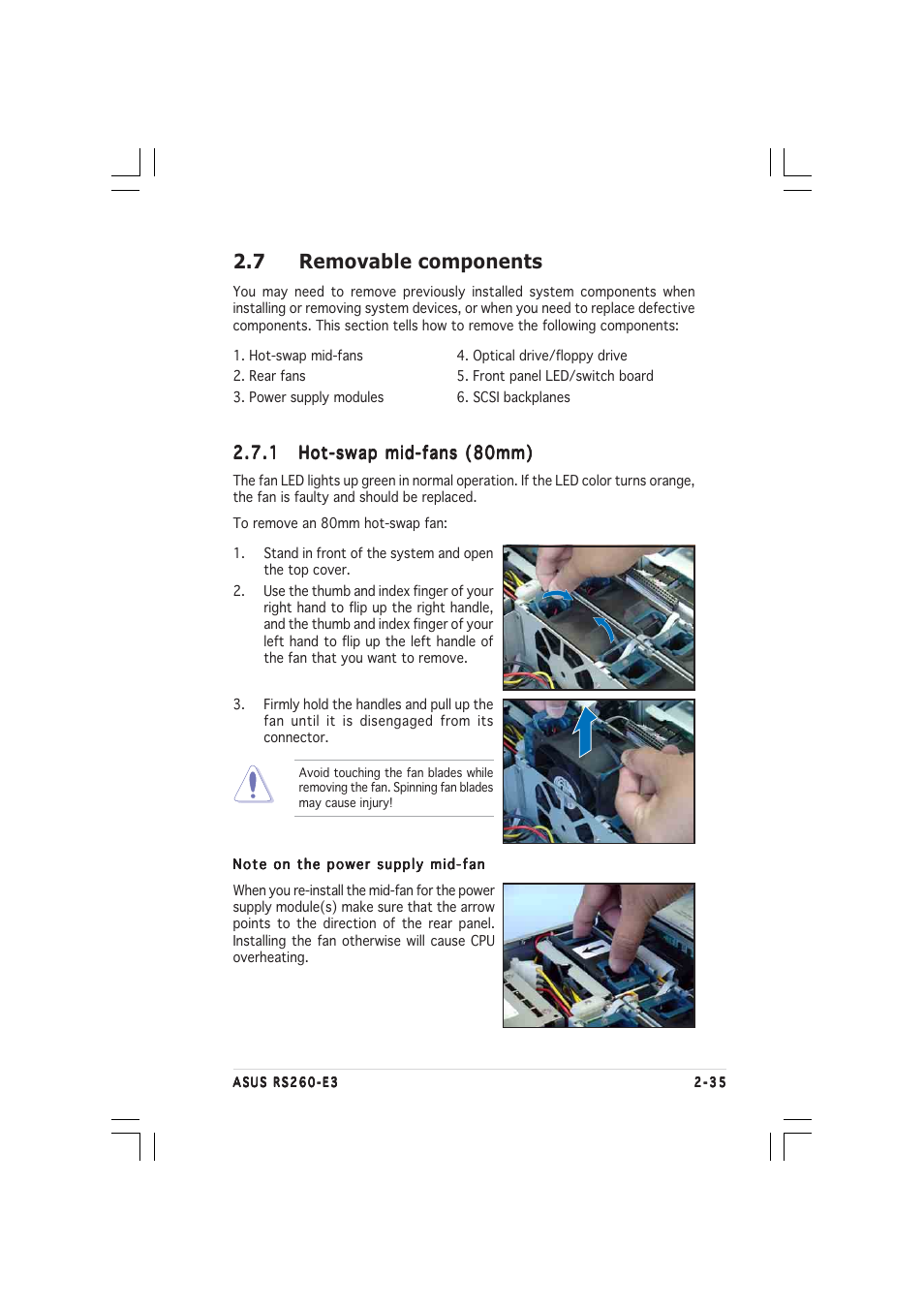 7 removable components | Asus RS260-E3/RS8 User Manual | Page 55 / 176