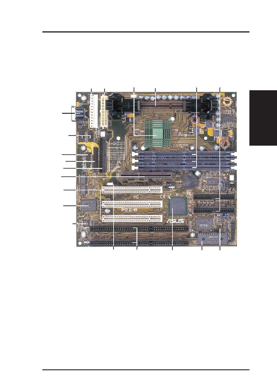 Ii. features, The asus p2z-b motherboard, Asus p2z-b user’s manual 11 | Ii. fea tures motherboard parts | Asus P2Z-B User Manual | Page 11 / 96