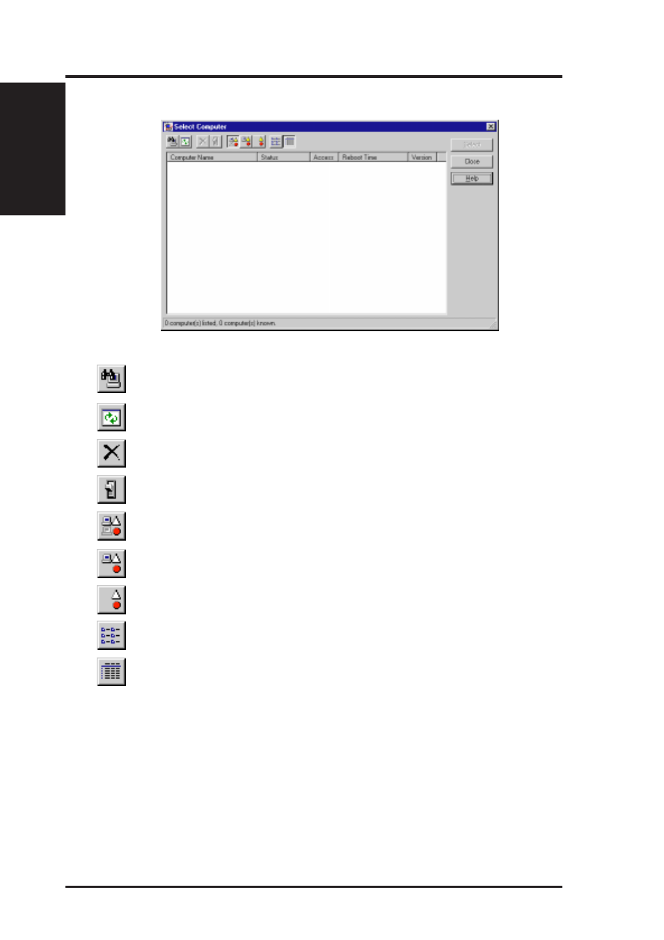 Vi. software reference, Using the select computer dialog box | Asus P2Z-B User Manual | Page 74 / 96