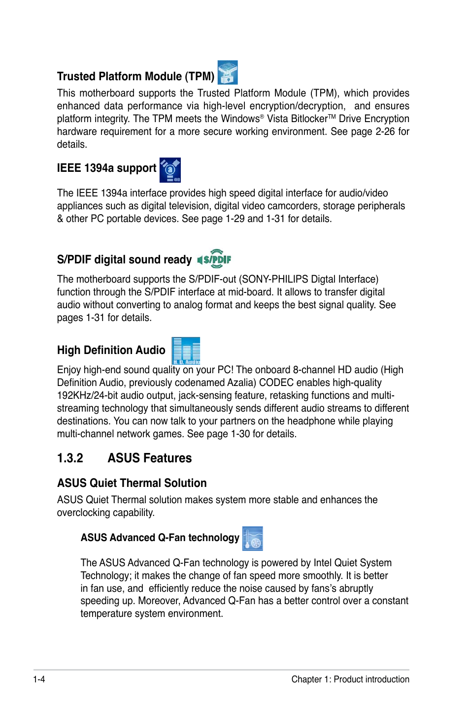 2 asus features | Asus P5E-VM DO User Manual | Page 16 / 104