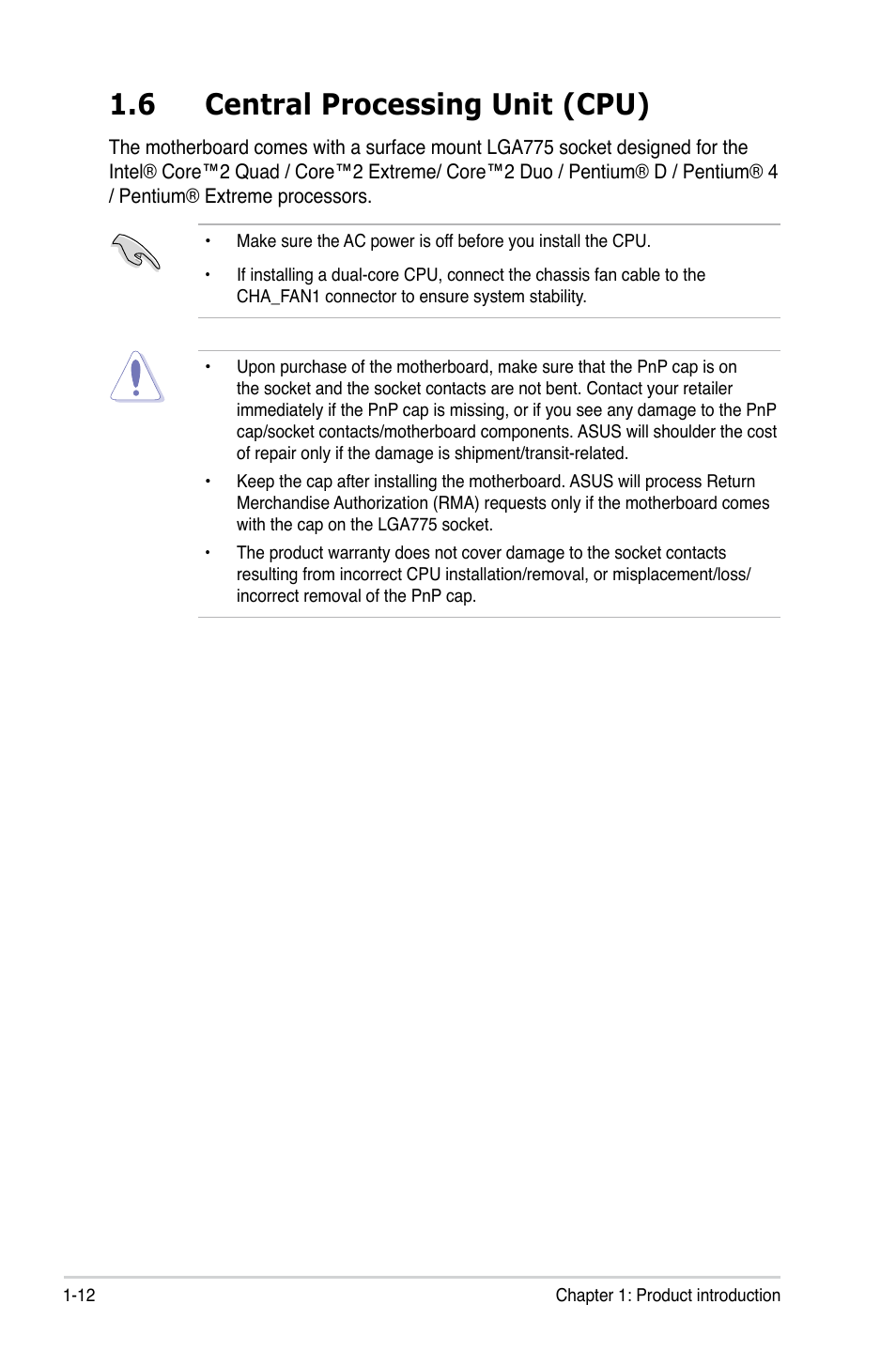 6 central processing unit (cpu) | Asus P5E-VM DO User Manual | Page 24 / 104