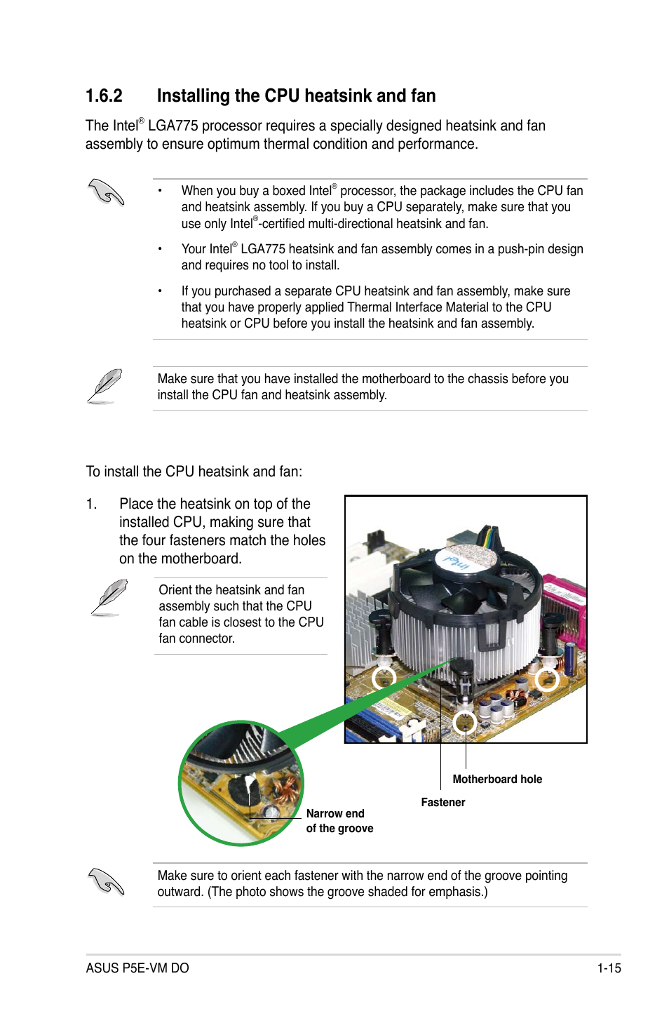 2 installing the cpu heatsink and fan | Asus P5E-VM DO User Manual | Page 27 / 104