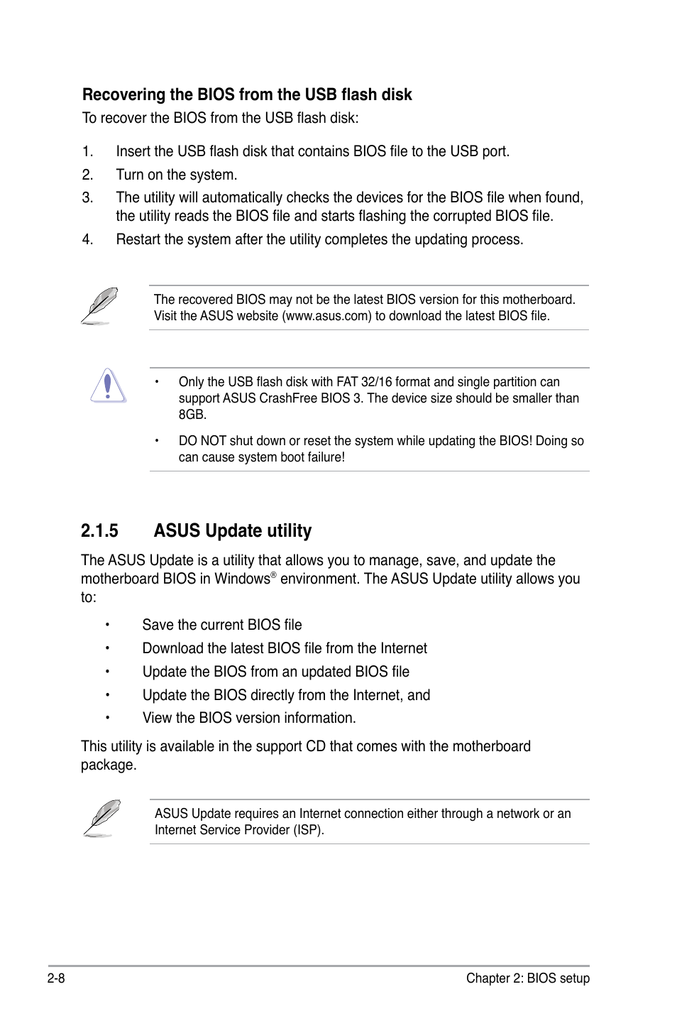 5 asus update utility, Recovering the bios from the usb flash disk | Asus P5E-VM DO User Manual | Page 58 / 104