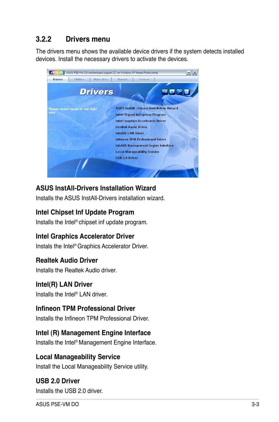 2 drivers menu | Asus P5E-VM DO User Manual | Page 97 / 104