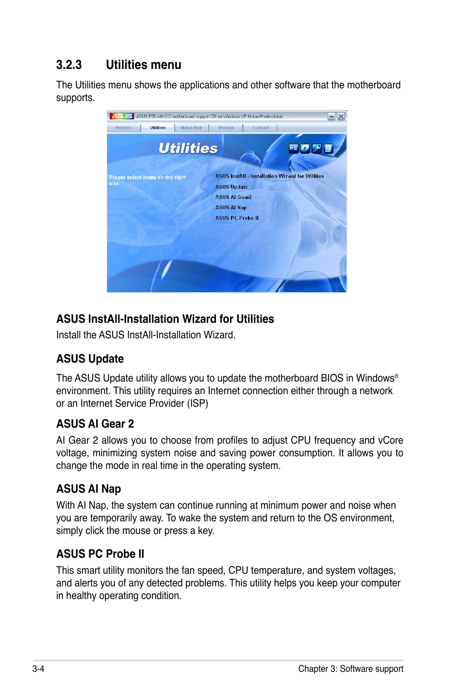 3 utilities menu | Asus P5E-VM DO User Manual | Page 98 / 104