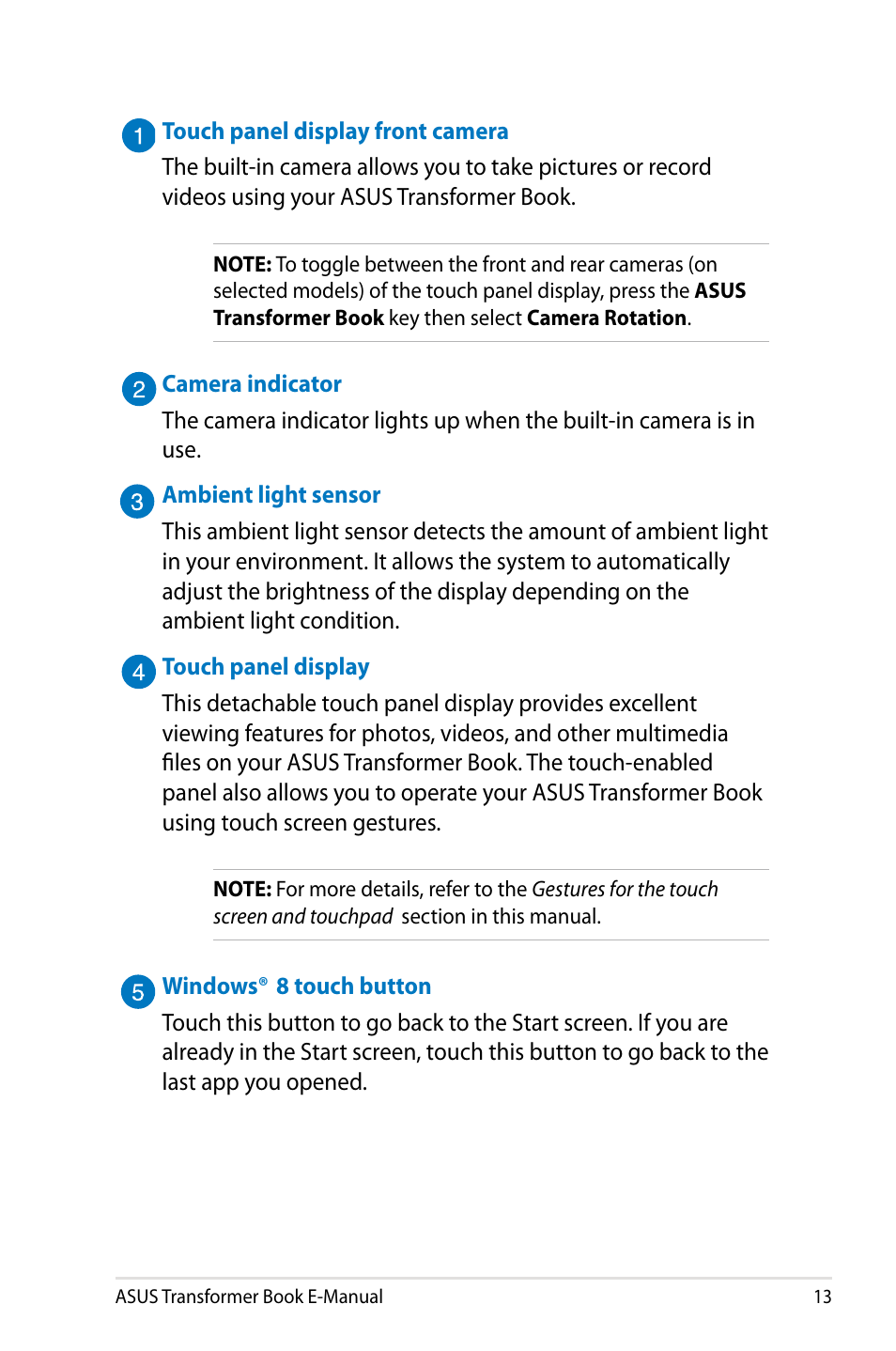 Asus TX300CA User Manual | Page 13 / 120