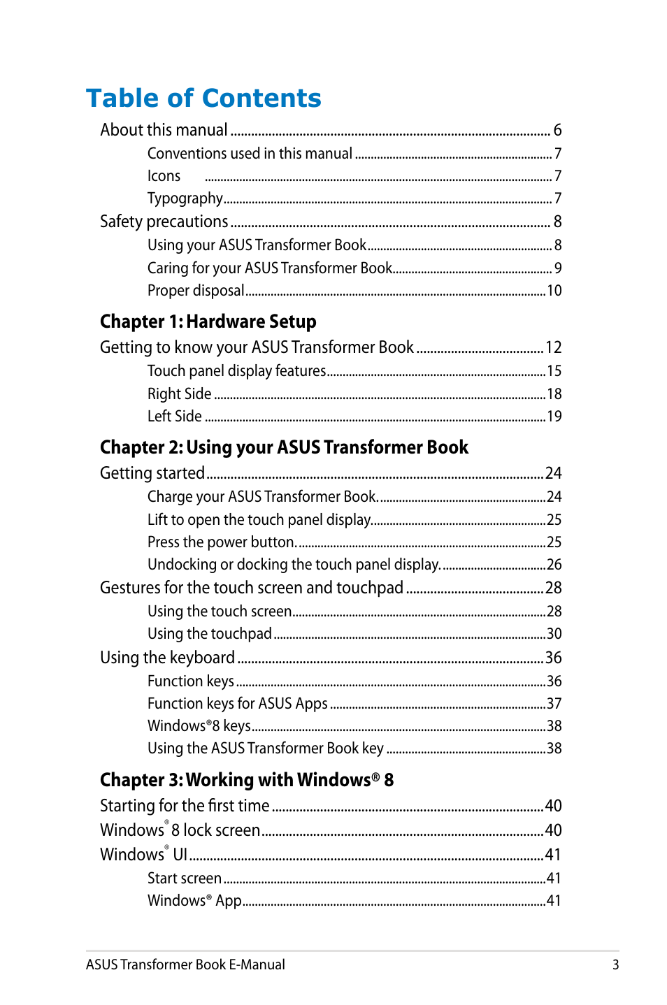 Asus TX300CA User Manual | Page 3 / 120