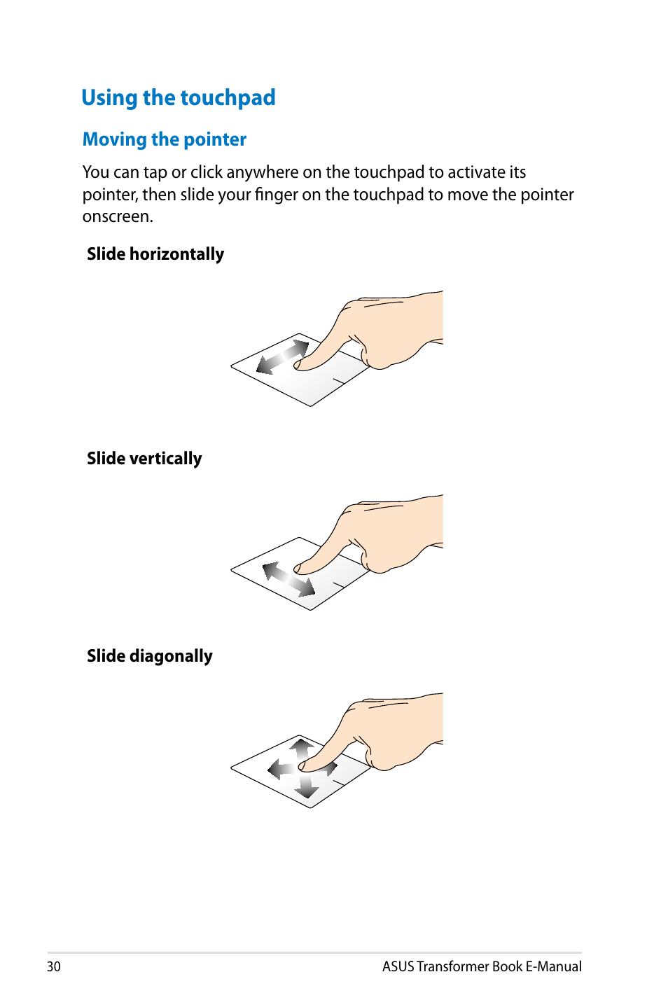 Using the touchpad | Asus TX300CA User Manual | Page 30 / 120