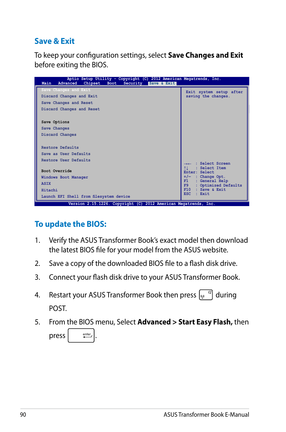 Save & exit | Asus TX300CA User Manual | Page 90 / 120