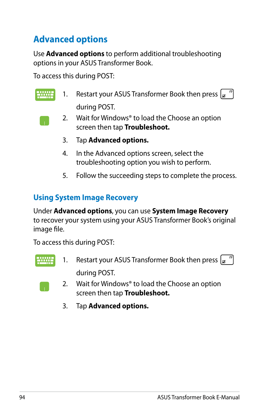 Advanced options | Asus TX300CA User Manual | Page 94 / 120