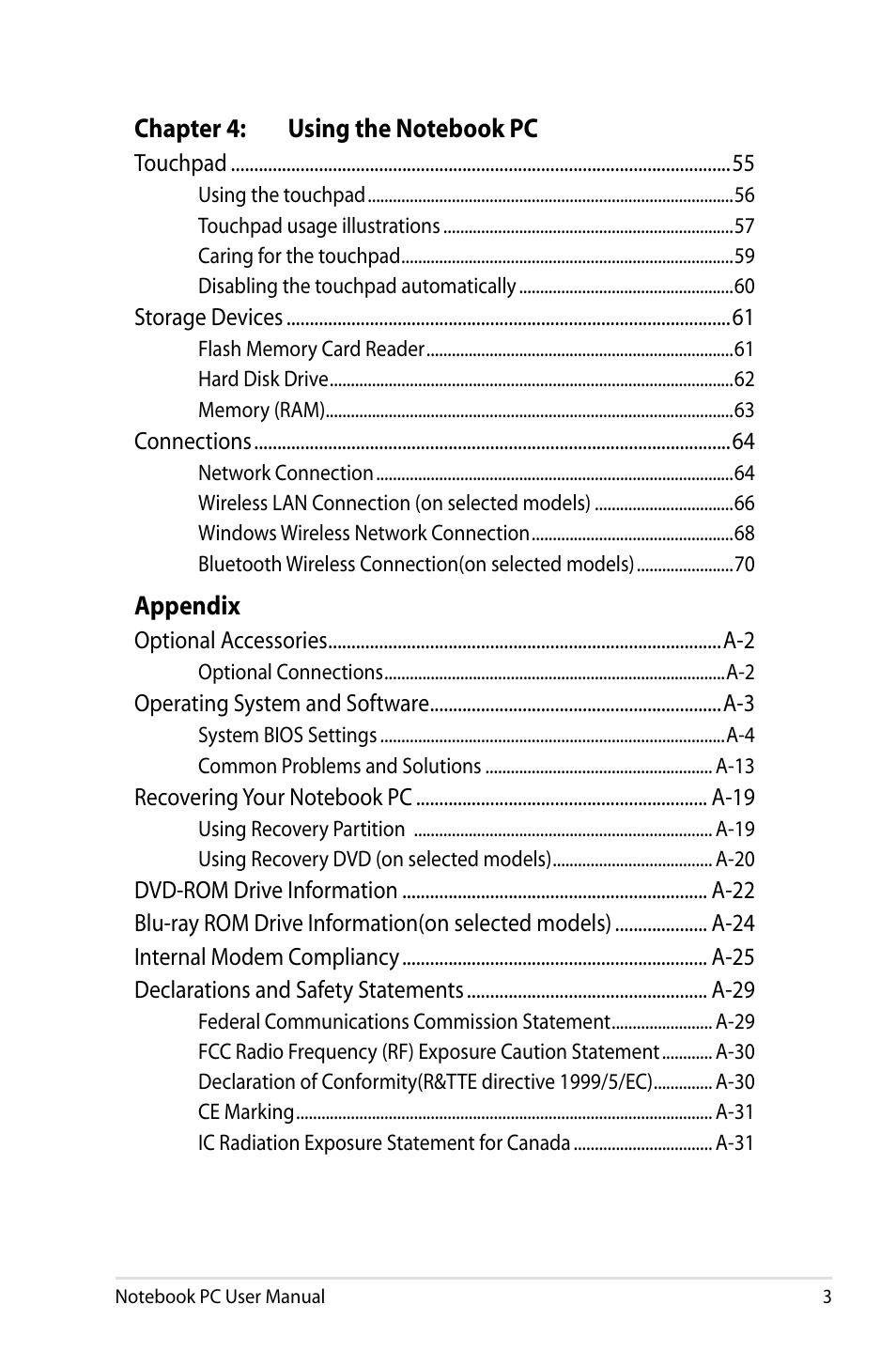 Asus X501A User Manual | Page 3 / 122