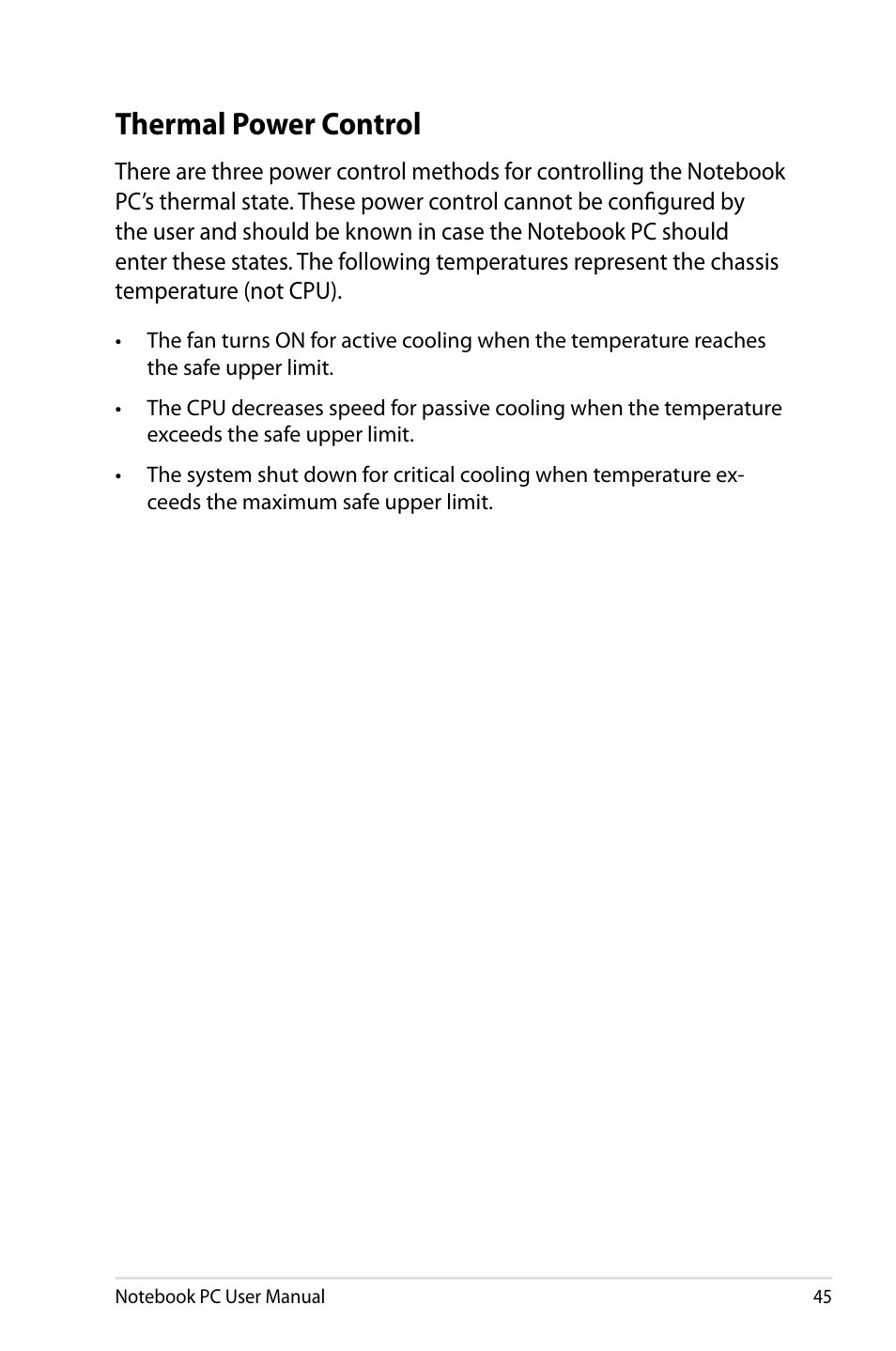 Thermal power control | Asus X501A User Manual | Page 45 / 122